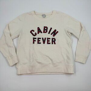 J.Crew Cabin Fever Plaid Graphic Sweatshirt Cream Ivory Womens Small